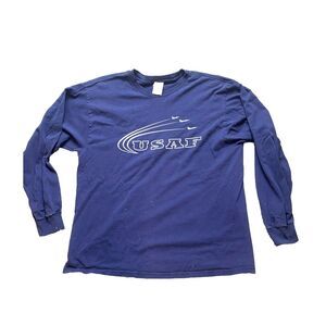 VTG USAF Shirt‎ Adult Extra Large Navy Blue Air Force American USA Military Mens